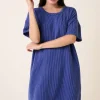 Urban Rib Knit Short Sleeve Tee Dress - Royal Blue