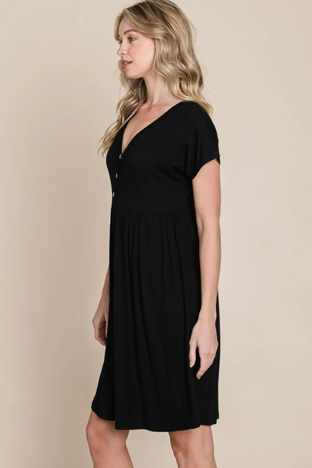 V-Neck-Short-Sleeve-Dress-Black-2