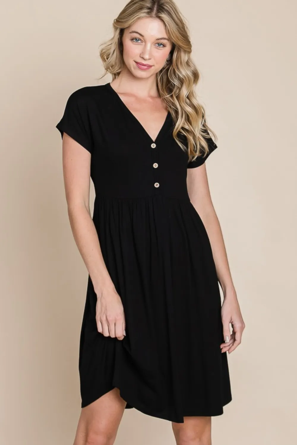 V-Neck-Short-Sleeve-Dress-Black-3
