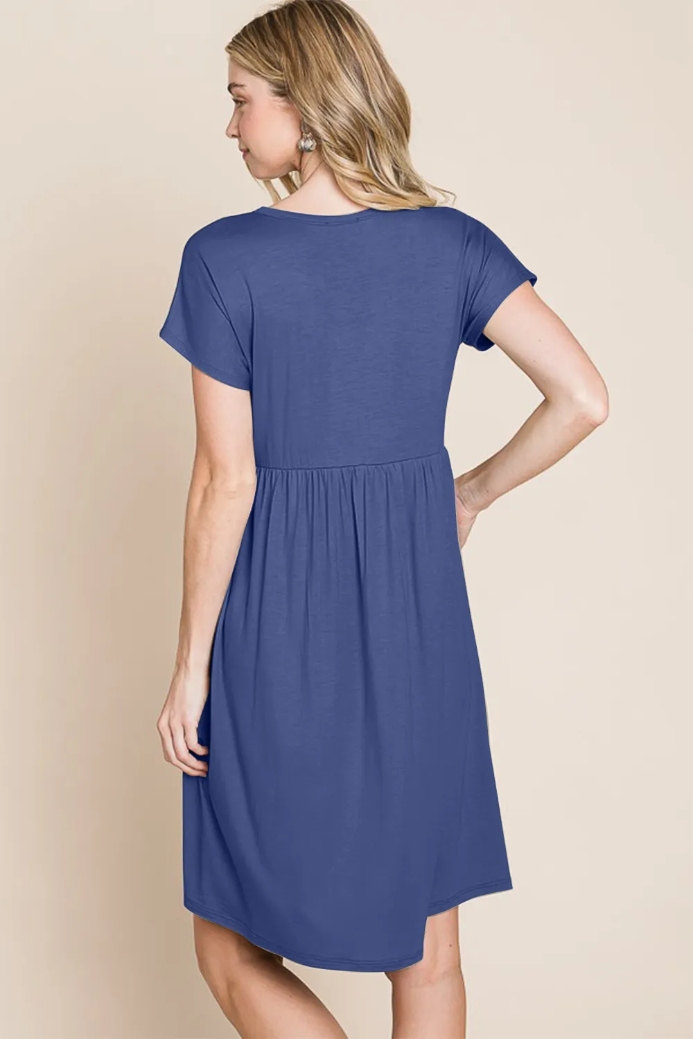 V-Neck-Short-Sleeve-Dress-Blue-2