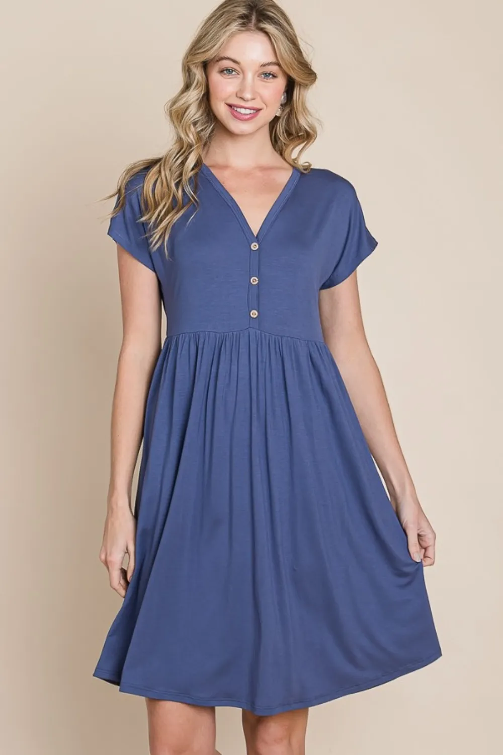 V-Neck-Short-Sleeve-Dress-Blue-3