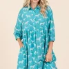 Zebra Print Button Down Shirt Mini Dress - Seagreen